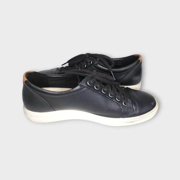 Womens ECCO Black Soft Leather Sneakers Size 7 - 7.5 - Picture 10 of 12